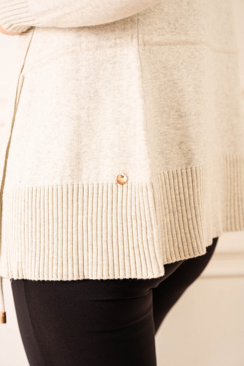 Cardigan C/solapa Algodón Elastano Gris Melange