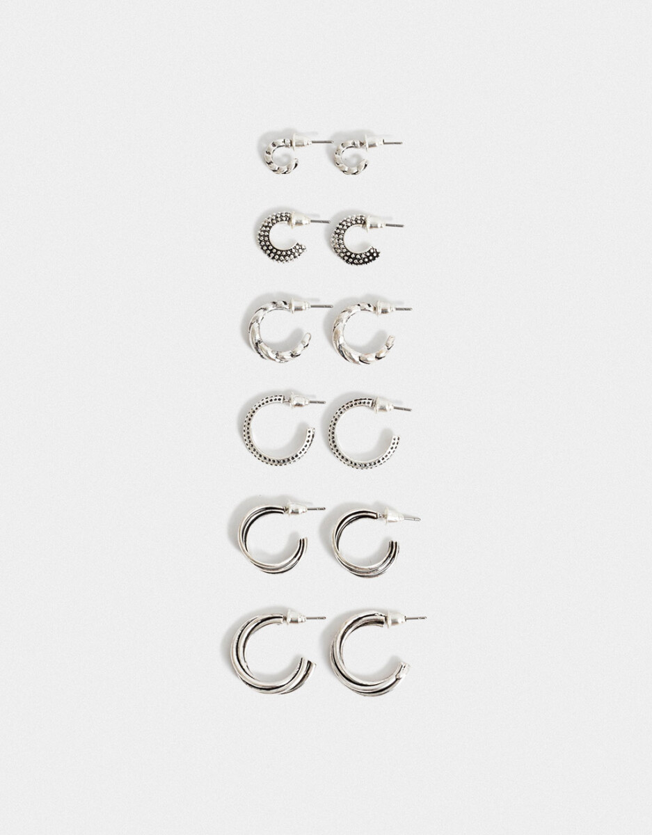 Set De Aros Argolla Bañado En Plata 