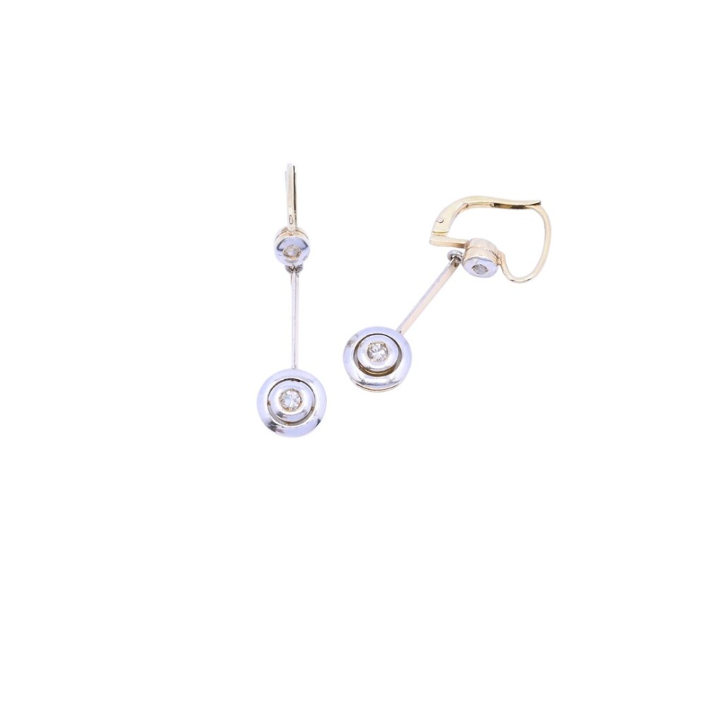 Caravanas antiguas oro 18 k con brillantes y diamantes Caravanas antiguas oro 18 k con brillantes y diamantes