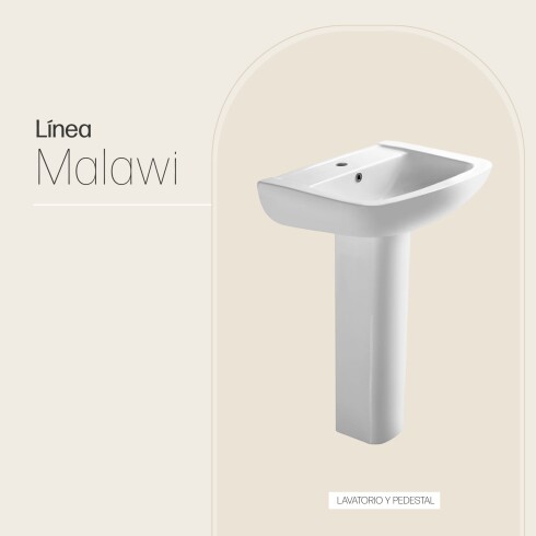 LAVATORIO Y PEDESTAL DE LOZA SANITARIA MALAWI BLANCO BLANCO