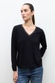 Sweater con encaje negro