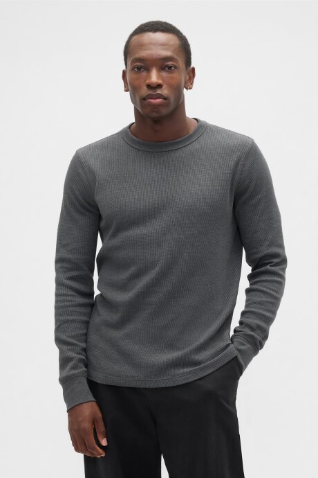 Remera Waffle Hombre B65 Dark Heather Grey
