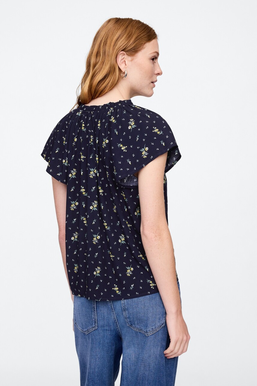 Blusa Manga Corta Mujer Navy Floral