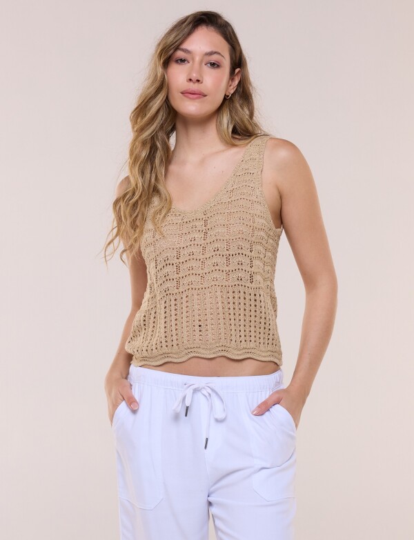 Musculosa De Hilo Calado BEIGE