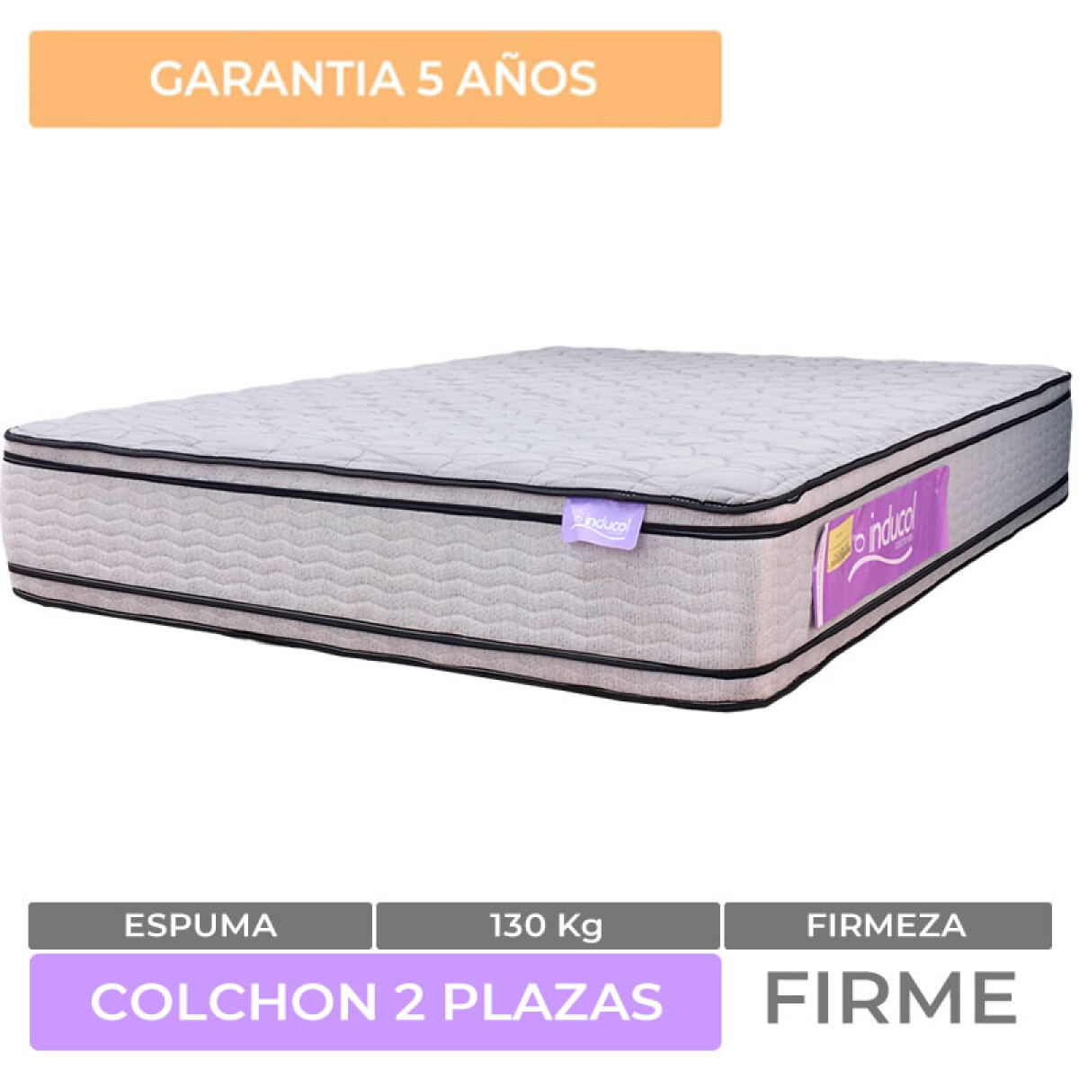 Colchón Inducol Doble Euro Top Espuma D60 D35 2 Plazas Arlene 140x190x29 Firmeza Extrema 140K 