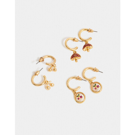 Set De Argollas Bañadas En Oro Dorado