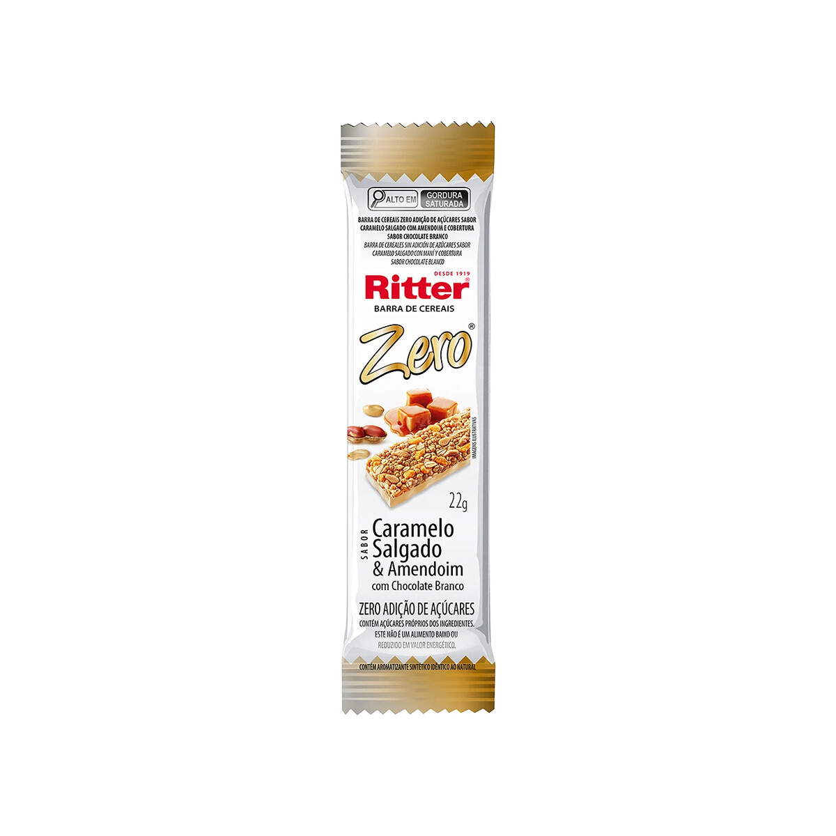 Barrita Ritter zero caramelo almendrado con sal 
