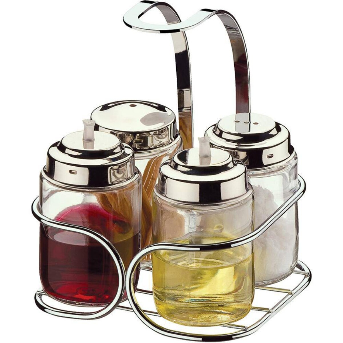 SOPORTE ACERO CON ACEITERO/SALERO/PIMENTERO Y PALITERO 