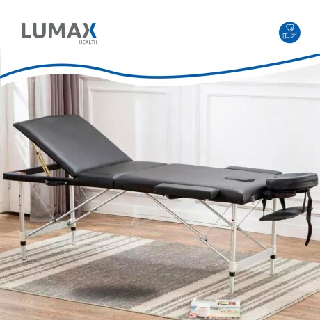 Camilla Portátil 3 Cuerpos Profesional Lumax de Aluminio 185x60cm Negro
