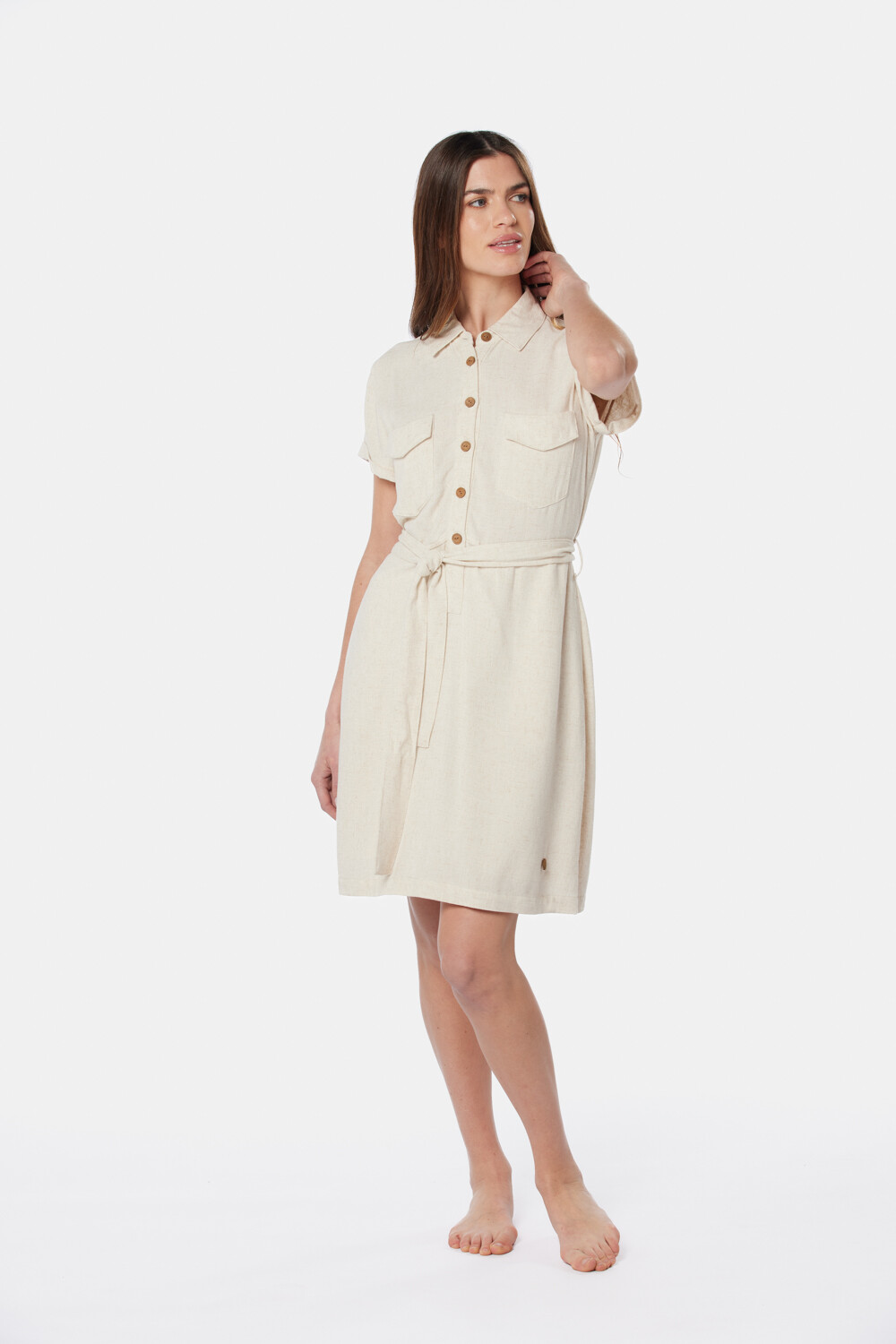 VESTIDO DE LINO Beige