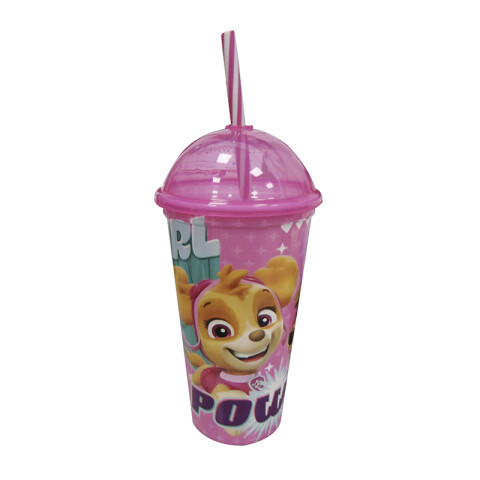 Vaso Plástico Milk Shake con Pajita Paw Patrol Diseño Surtidos 500 ml Rosa Surtido