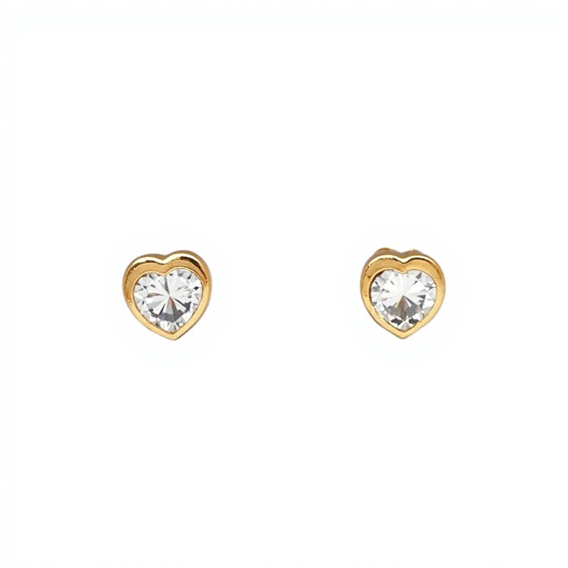 Caravanas Corazón piedra de oro- Oro bajo - Zirconia- CA8062 conpiedra