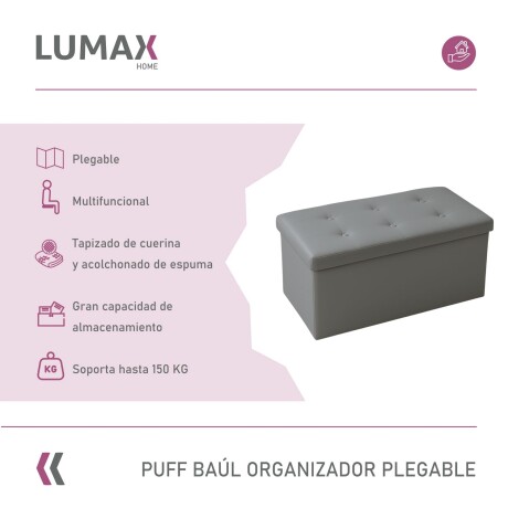 Puff Baúl Lumax Plegable 75x38 cm Organizador Living Dormitorio Gris Oscuro