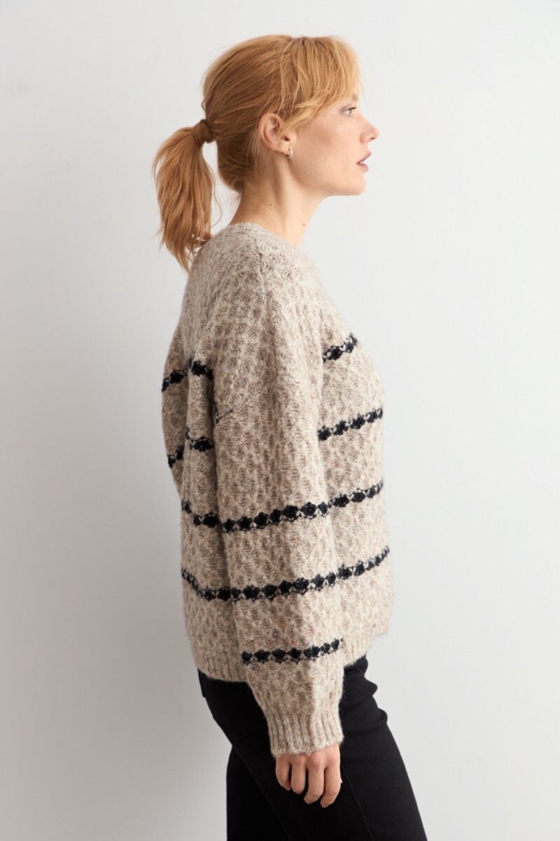 Sweater rayas beige melange