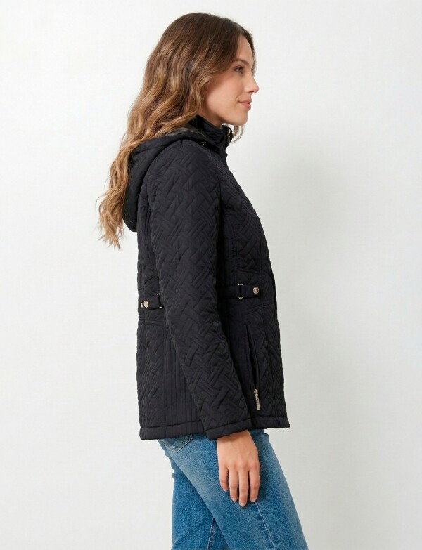 Campera Capitoneada Capucha NEGRO