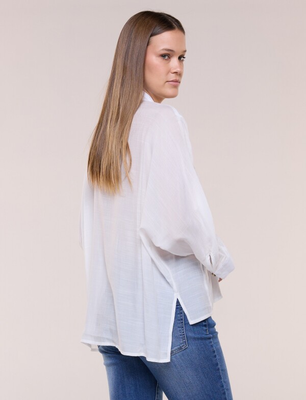 Camisa Manga Dolman Con Bolsillos Frontales BLANCO