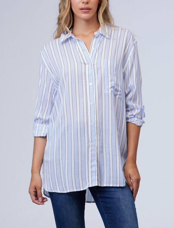 Camisa Lineas Oversize CELESTE/MULTI