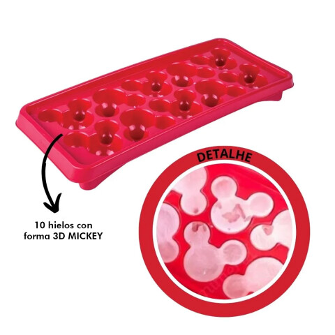 Cubeta Plástica para Hielo Forma 3D Mickey Colores Surtidos U