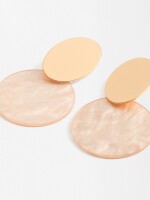 Pendientes De Círculo Esmaltado beige