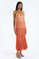 STRIPED LONG KNIT DRESS Fucsia
