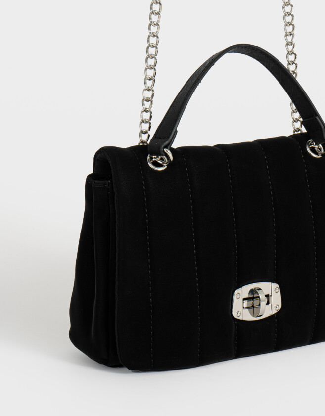 Bandoleras Clasico Bandolera Puffy Con Solapa - Negro