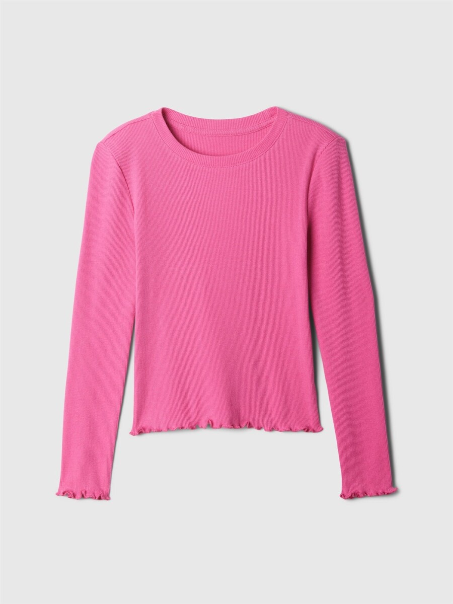 Remera Rib Manga Larga Niña - Sizzling Fuchsia 