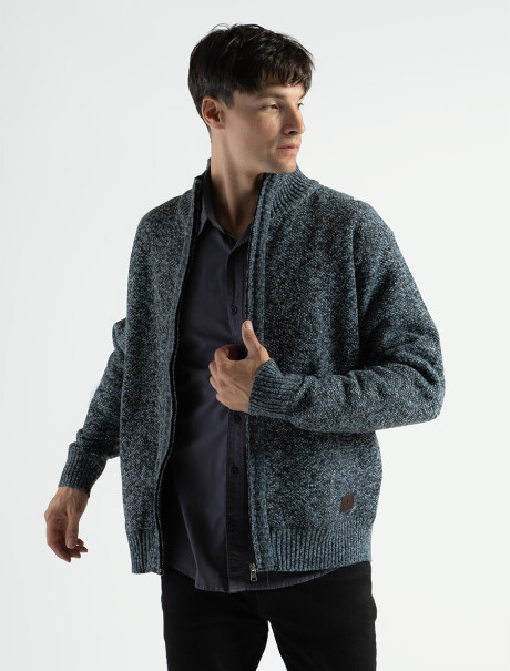 Campera de Punto Lisa Forrada Gris Oscuro