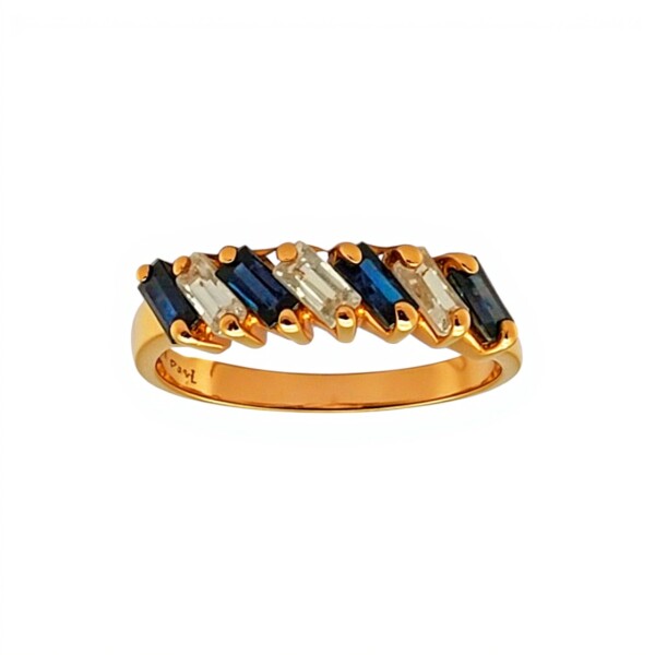 Anillo Vera-Oro Bajo-Piedra Zafiro y Zirconia-AN8118 conpiedra