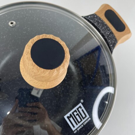 Olla Aluminio Fundido Presión Revestimiento Granito Tapa Vidrio 24cm Olla Aluminio Fundido Presión Revestimiento Granito Tapa Vidrio 24cm