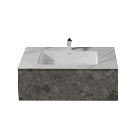 MUEBLE GRIS TIPO PIEDRA CON MESADA MARMOLADA - 89.2X51.9X35 GRIS