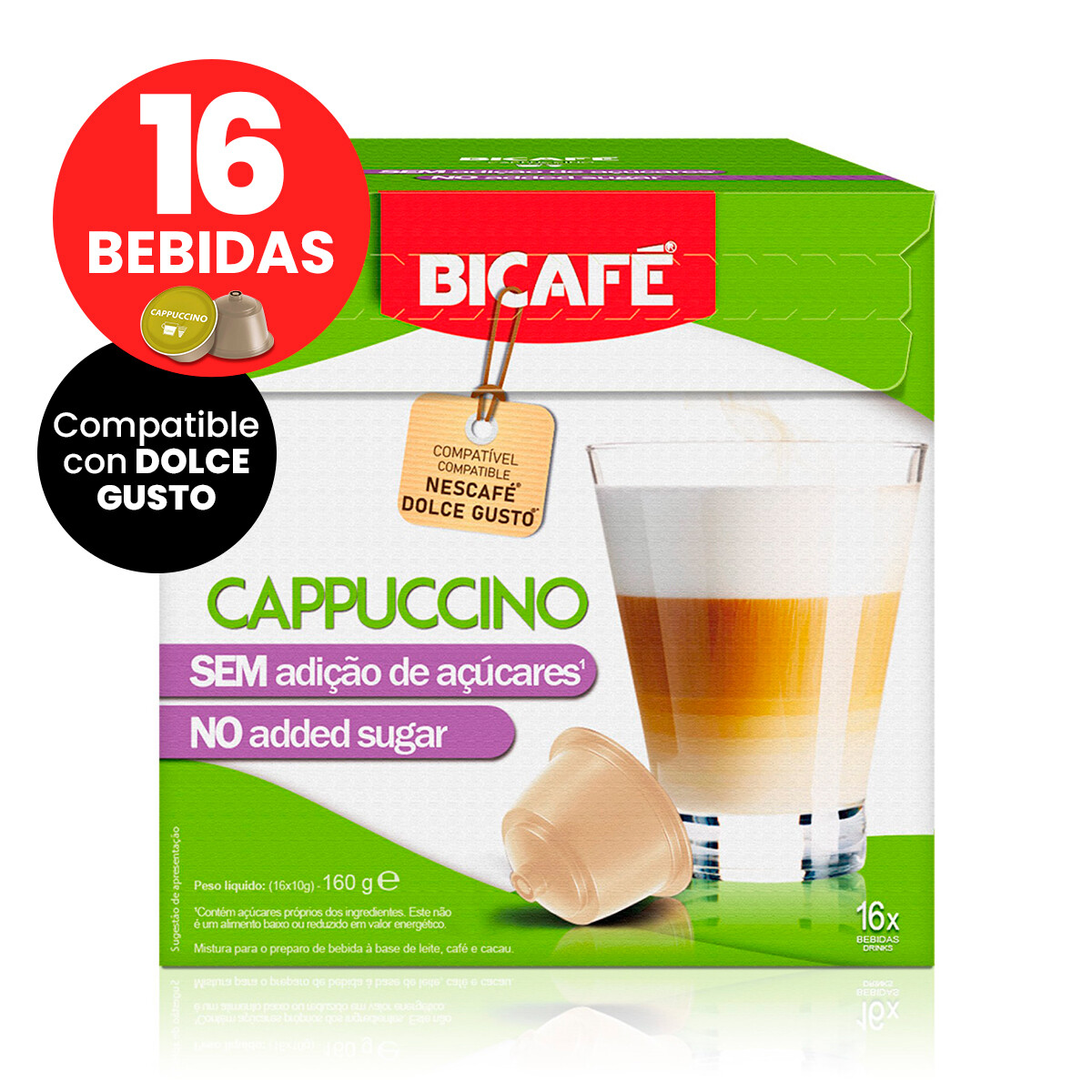 Cápsulas Café Bicafé Cappuccino sin Azúcar 
