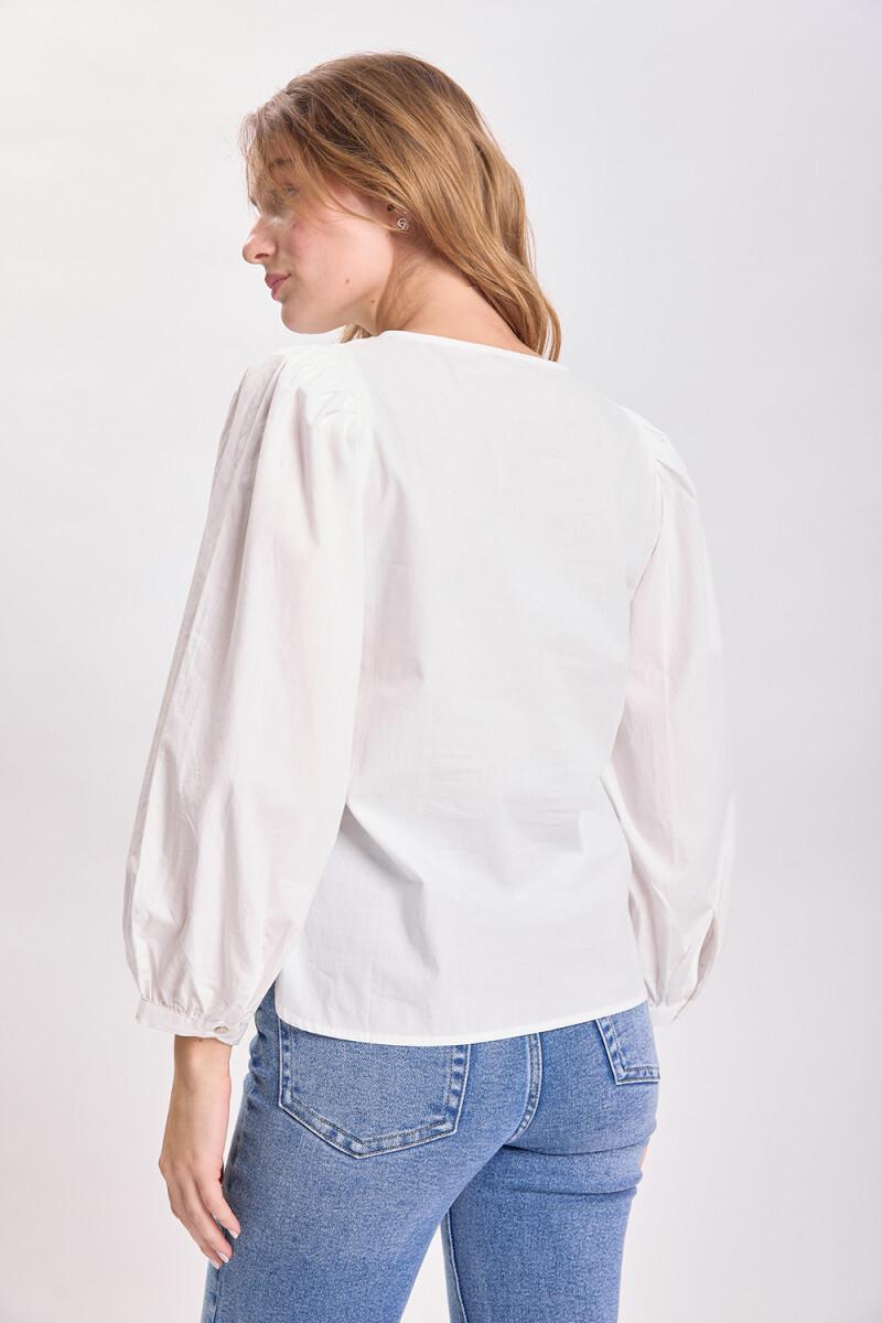 Blusa manga balloon Blanco