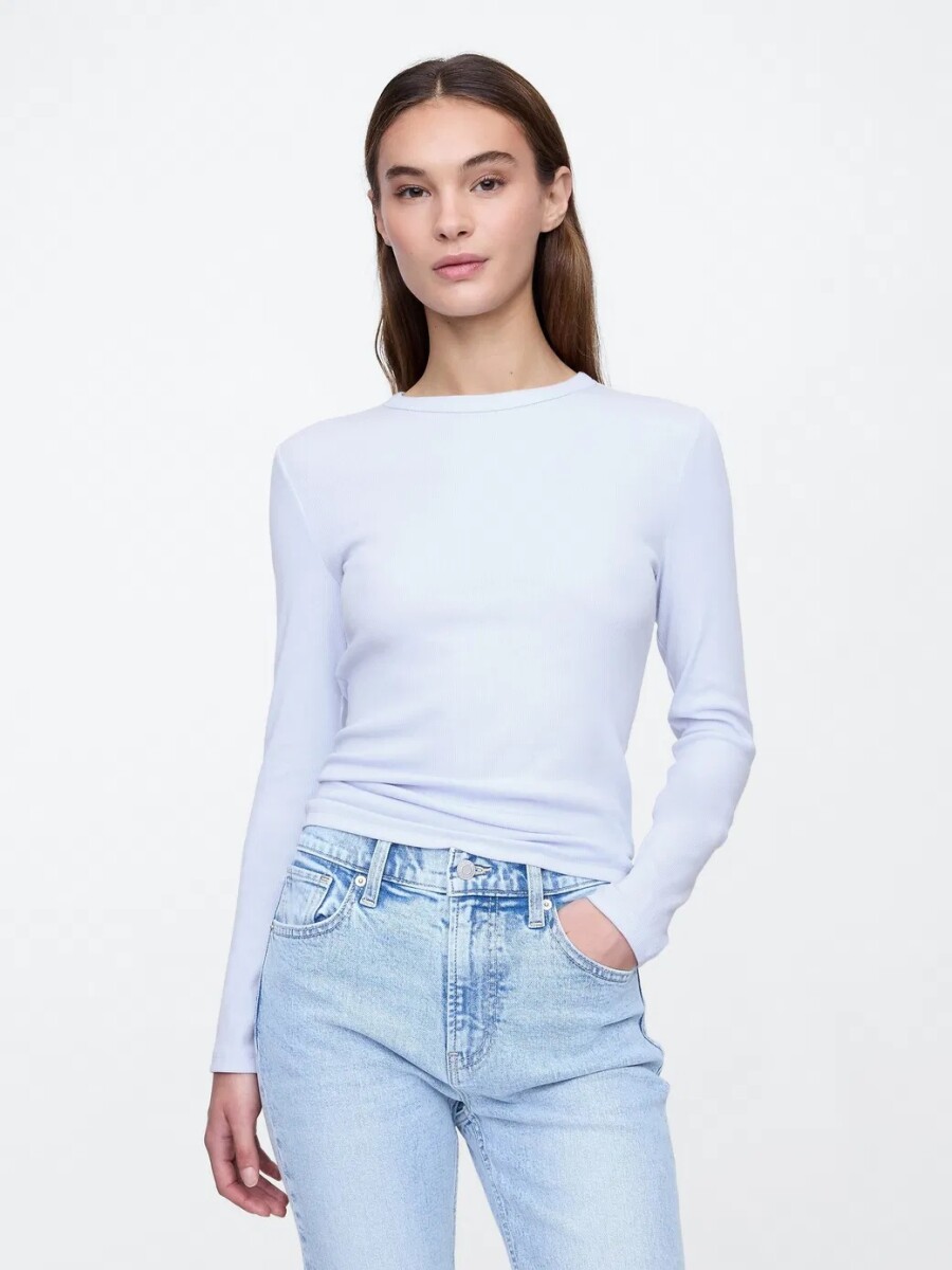 Remera Rib Manga Larga Mujer - Urban Blue 