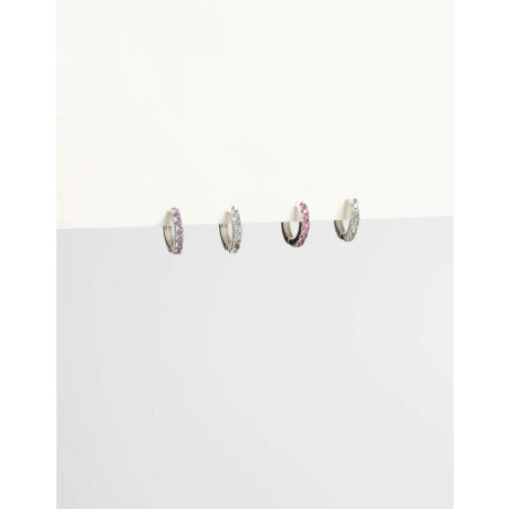 Set De Aros Argolla En Cubic Plateado