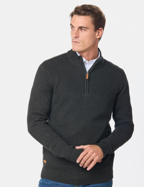 BUZO TEJIDO MEDIO CIERRE CON ESTRUCTURA Gris Oscuro