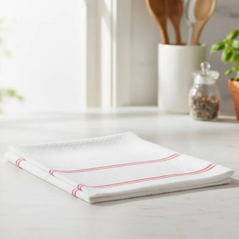Repasador cocina Dohler hilo 40 x 60 cm Blanco Rojo