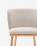 Silla Ciselia chenilla beige y madera maciza de fresno acabado tono natural FSC Mix Credit Silla Ciselia chenilla beige y madera maciza de fresno acabado tono natural FSC Mix Credit