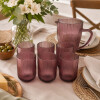 Jarra Line 1 Litro y 6 Vasos 300 ml Set Vidrio Rosa Malva