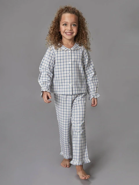 Pijama De Cuadro Vichy Gris Azulado
