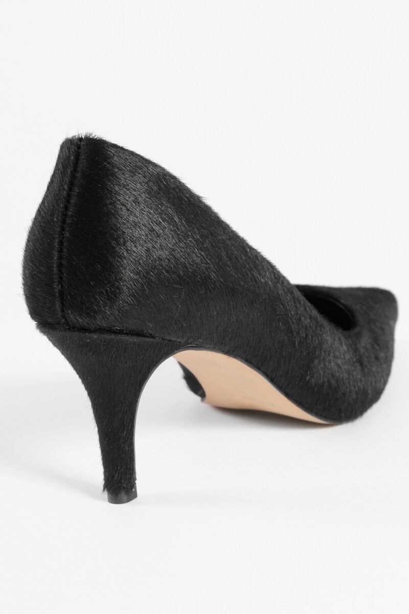 Stiletto Amelia de cuero pelo negro