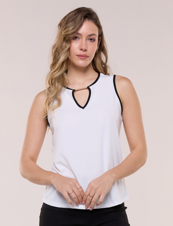 Musculosa Combinada Con Aplique Metálico CRUDO