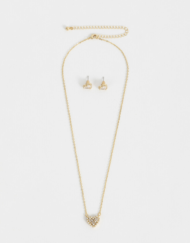 Bijouterie Set Premium Gold Set De Collar Y Aros Pasantes Bañado En Oro - Dorado