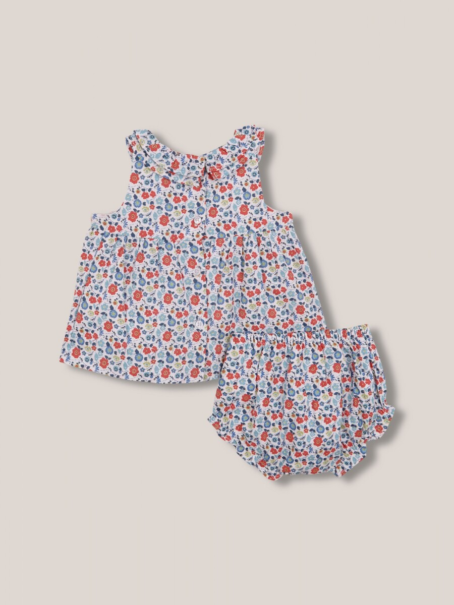Vestido De Flores Gris