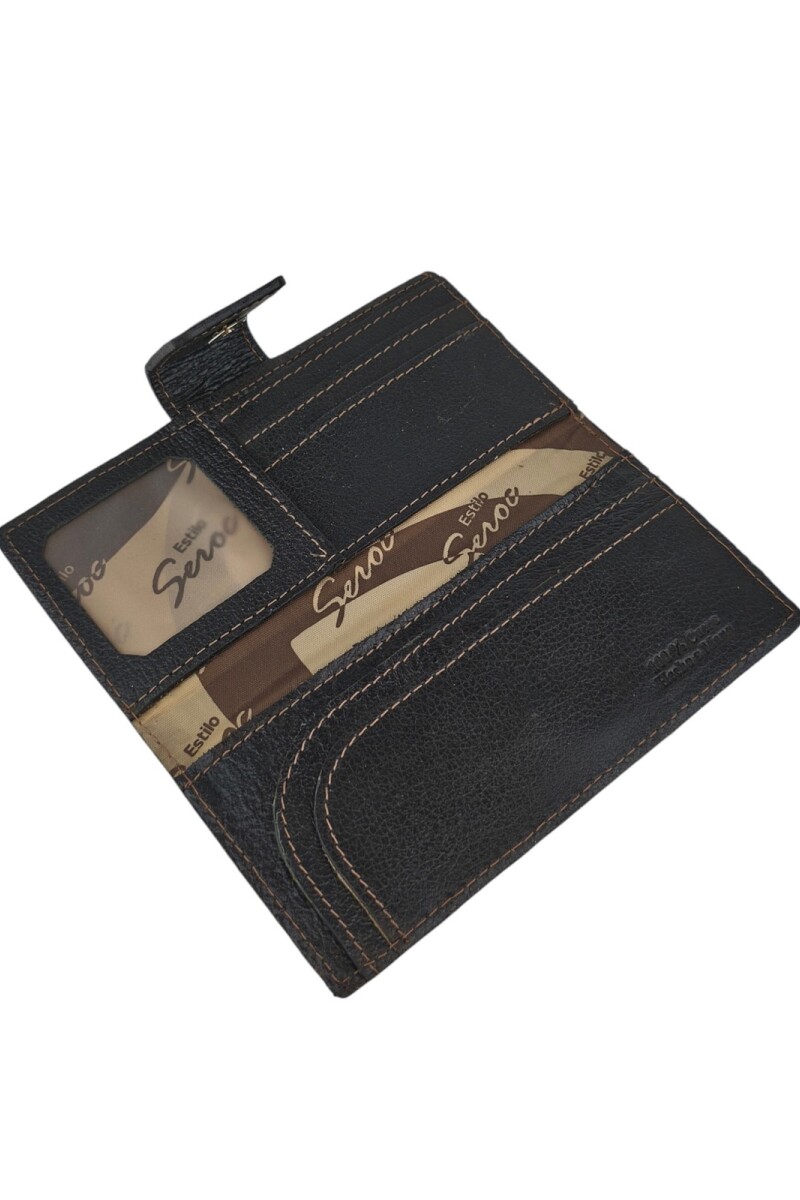 Billetera Larga para Dama en Cuero Genuino | Cierre Imantado Negro