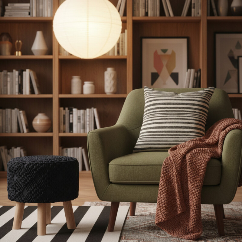 Banco taburete tejido algodón Banco taburete tejido algodón