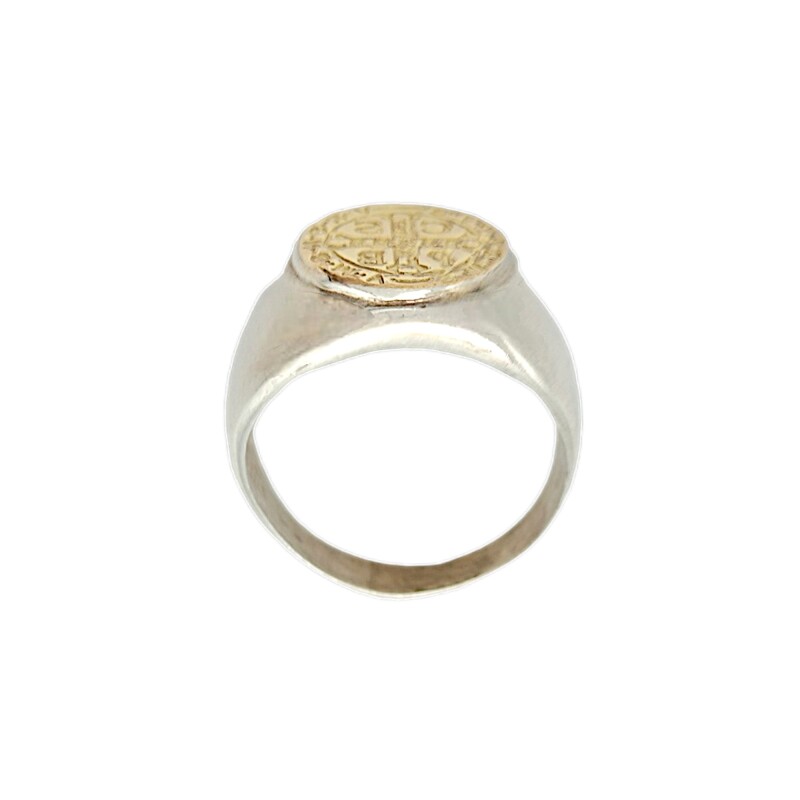 Anillo San Benito-Plata y Oro-Sin Piedra-AN5829 sinpiedra