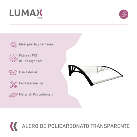 Alero Policarbonato Transparente Y Soporte Negro 1.5 x 1.0 m Alero Policarbonato Transparente Y Soporte Negro 1.5 x 1.0 m