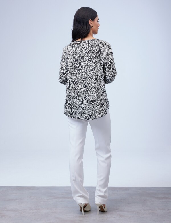 Blusa Keyhole NEGRO/BLANCO