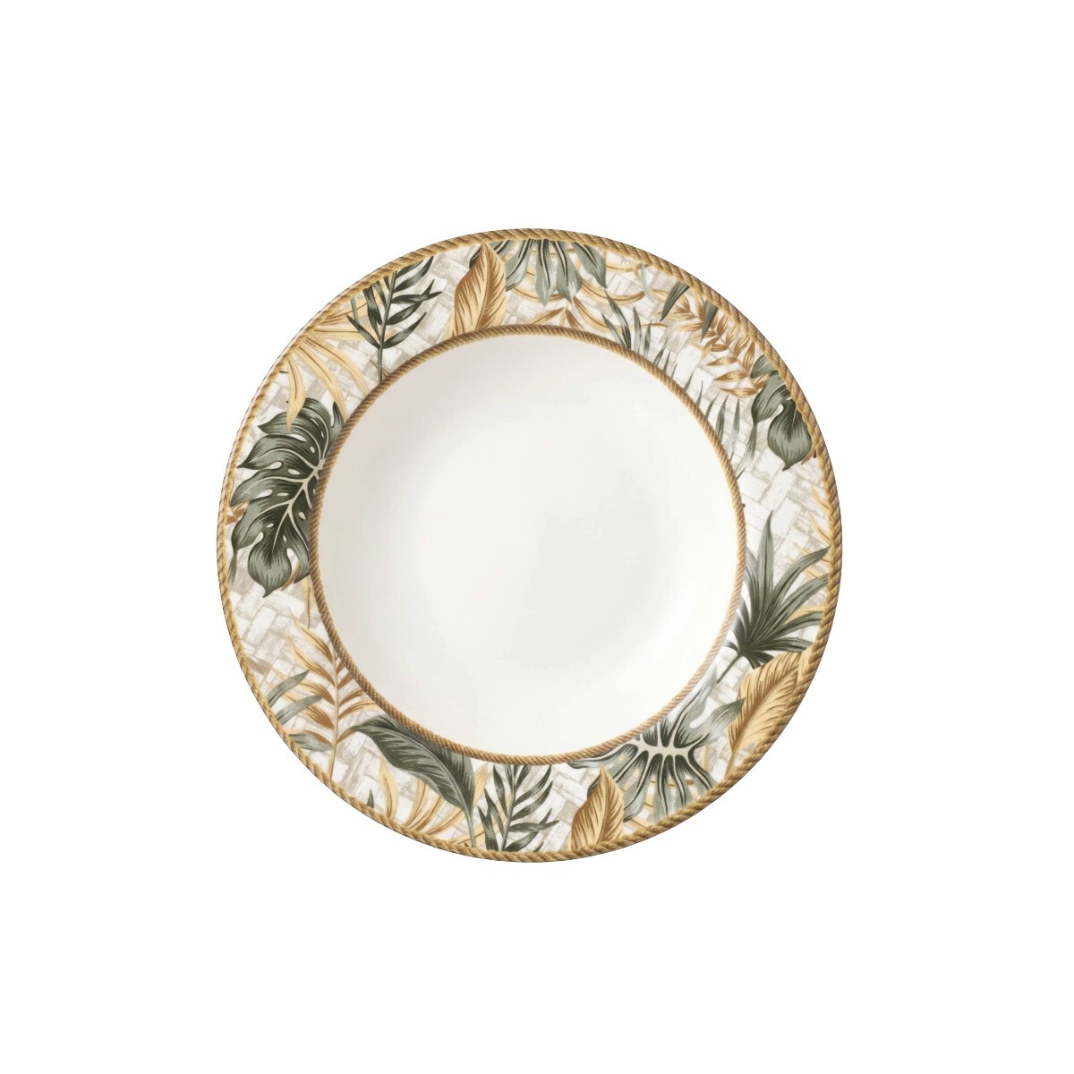 PLATO HONDO DIS HOJAS BEIGE COMB EUDORA 25CM 