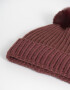 Gorro Romántico Gorro Tejido Con Pompón - Rojo Burdeaux